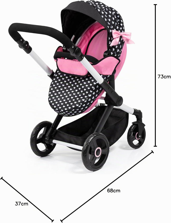 Bayer Design 17060AB Puppenwagen Xeo, Verstellbarer Griff, Schwenkschieber, wandelbar als Jogger, Sc