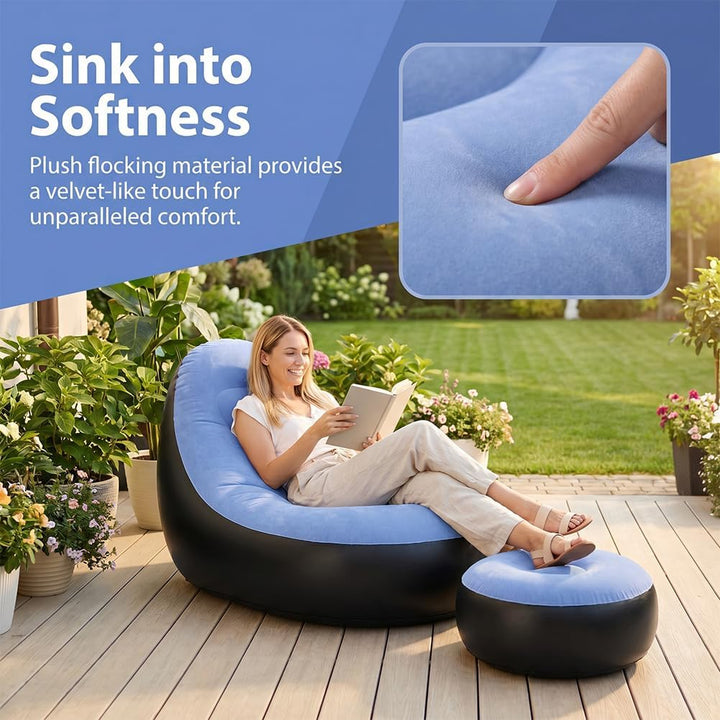 Aufblasbares Sofa mit Fusshocker, Aufblasbarer Sitzsack, Aufblasbares Stuhl Sofa, Luftsofa Aufblasba