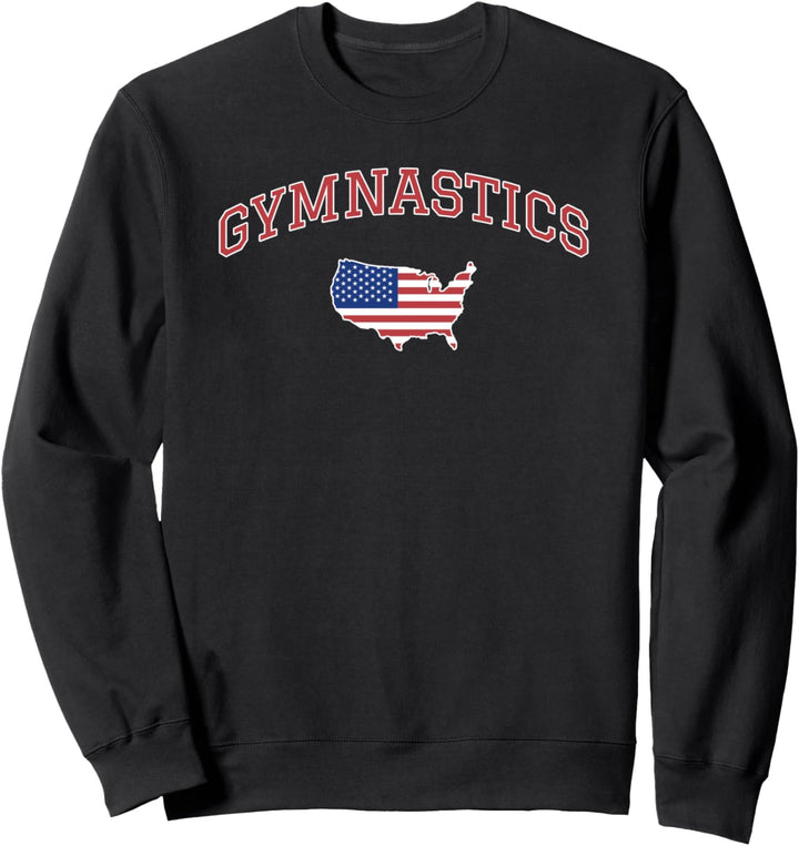 Gymnastics Text Arch USA Outline Flag Fill Sweatshirt