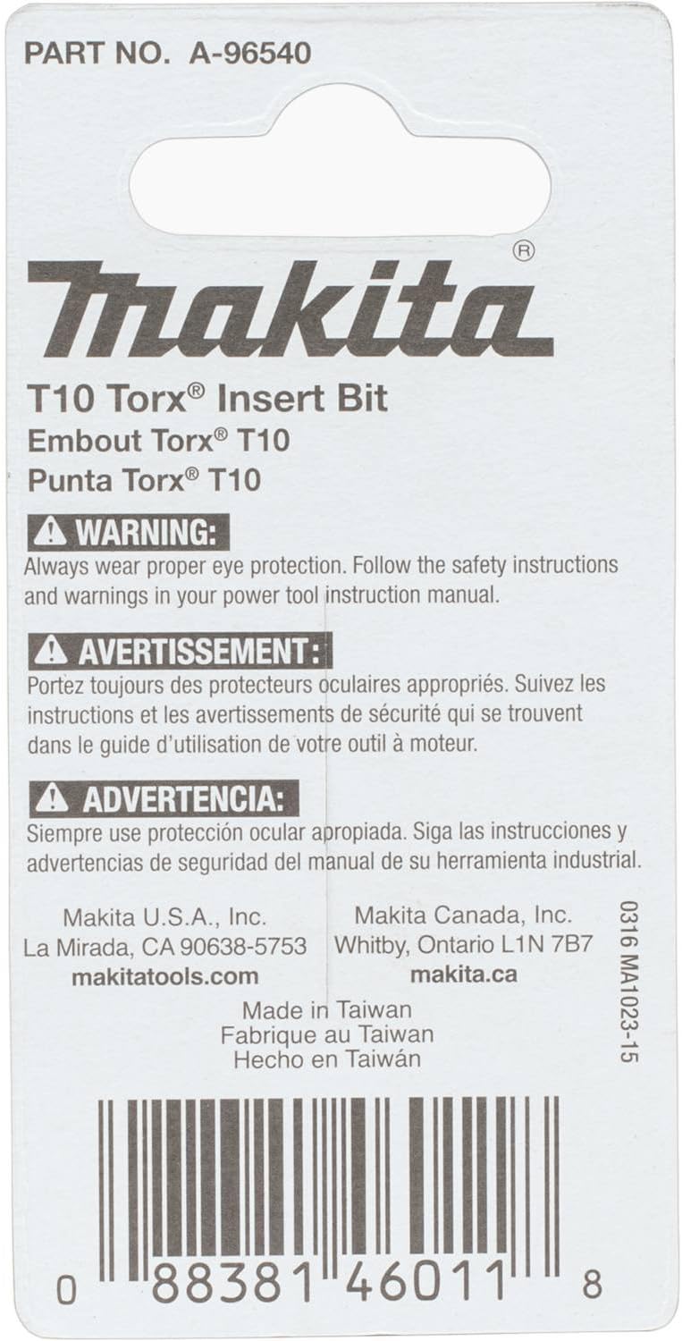 Makita ImpactX T10 Torx 1 ″ Einsatz Bit, A-96540 0 wattsW, 0 voltsV 2-Pack T10, 2-Pack T10