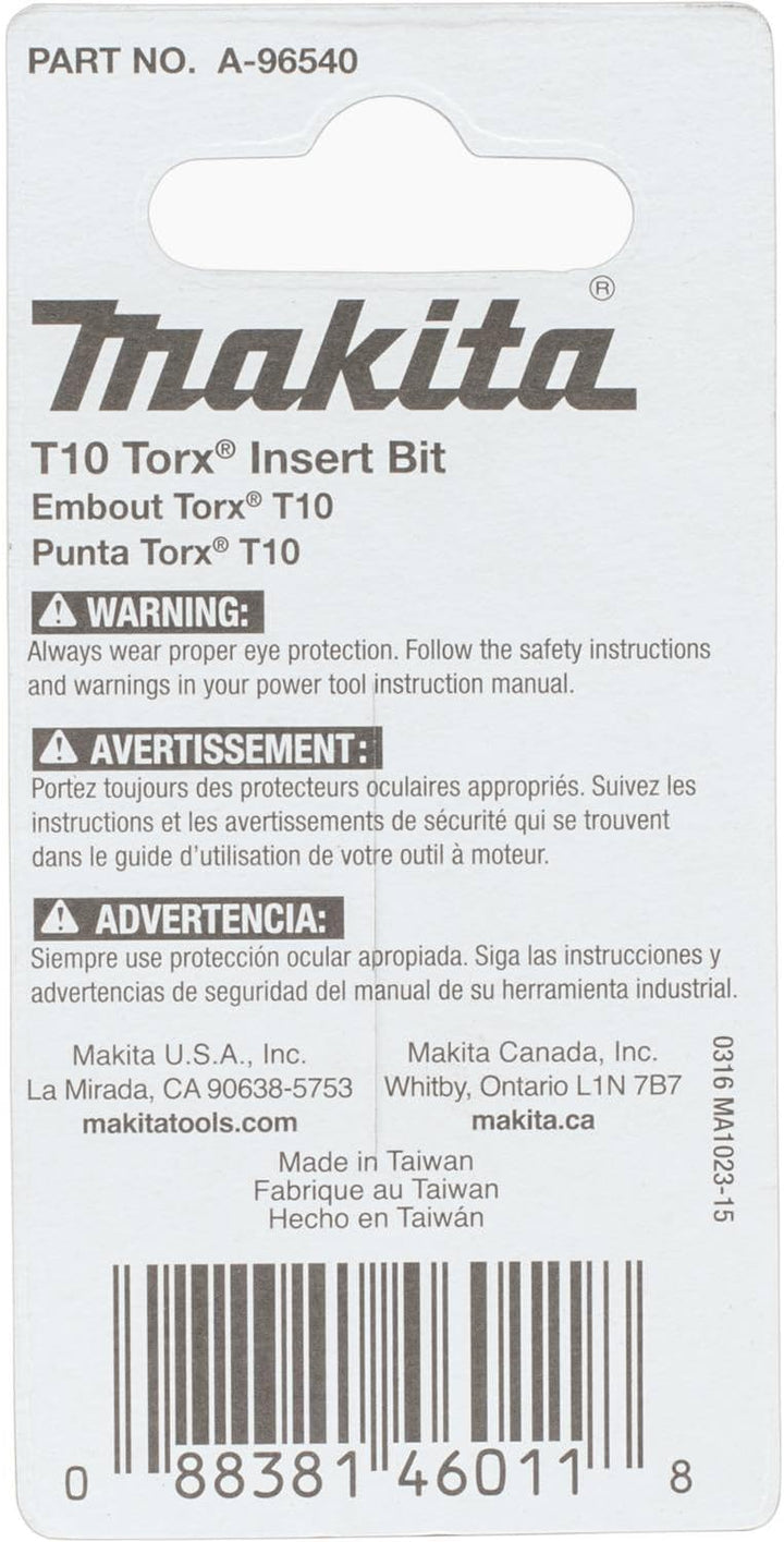 Makita ImpactX T10 Torx 1 ″ Einsatz Bit, A-96540 0 wattsW, 0 voltsV 2-Pack T10, 2-Pack T10