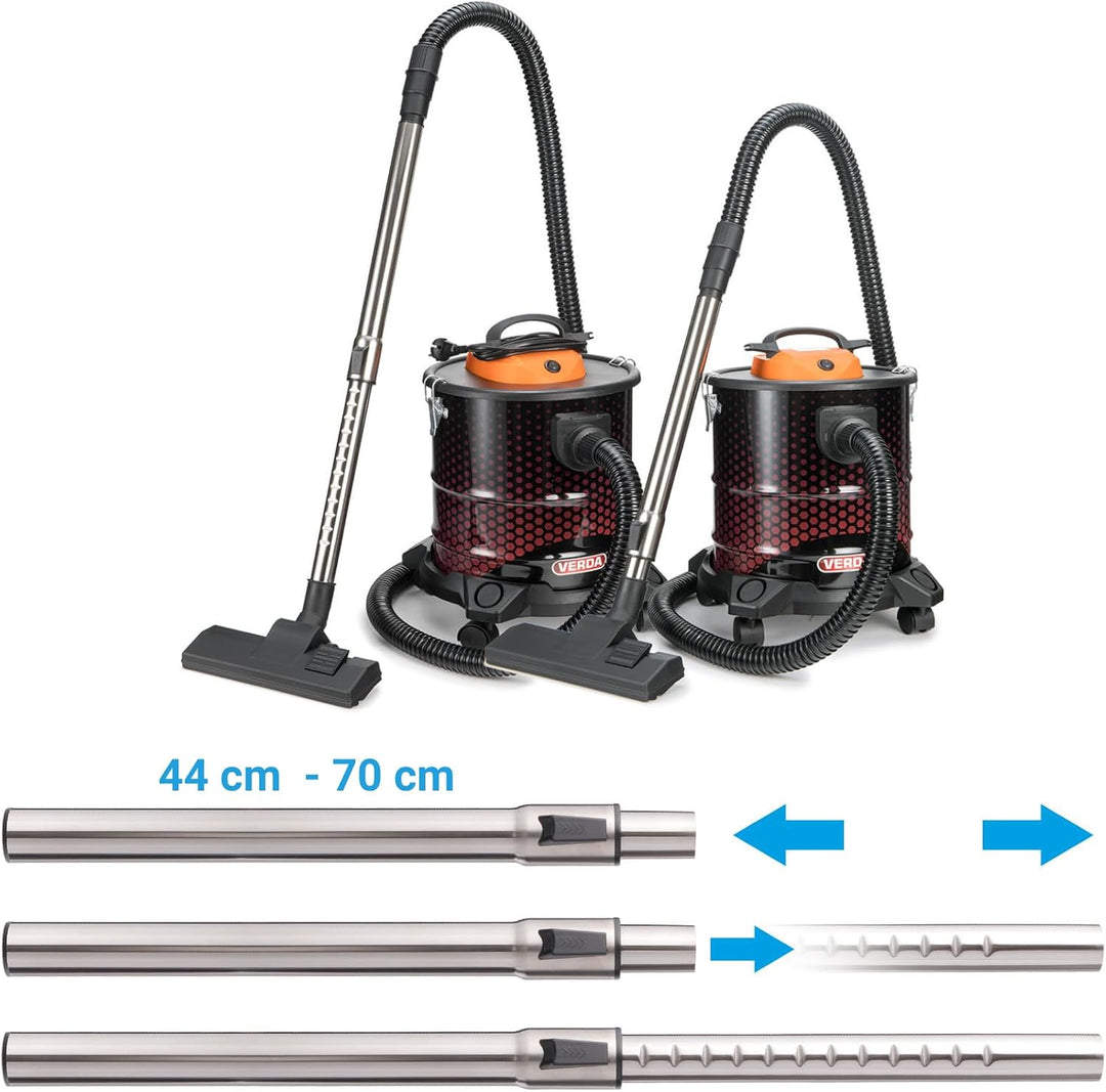 Aschesauger 20L Kaminsauger 1650 Watt DUAL Filter System mit 4 Rollen
