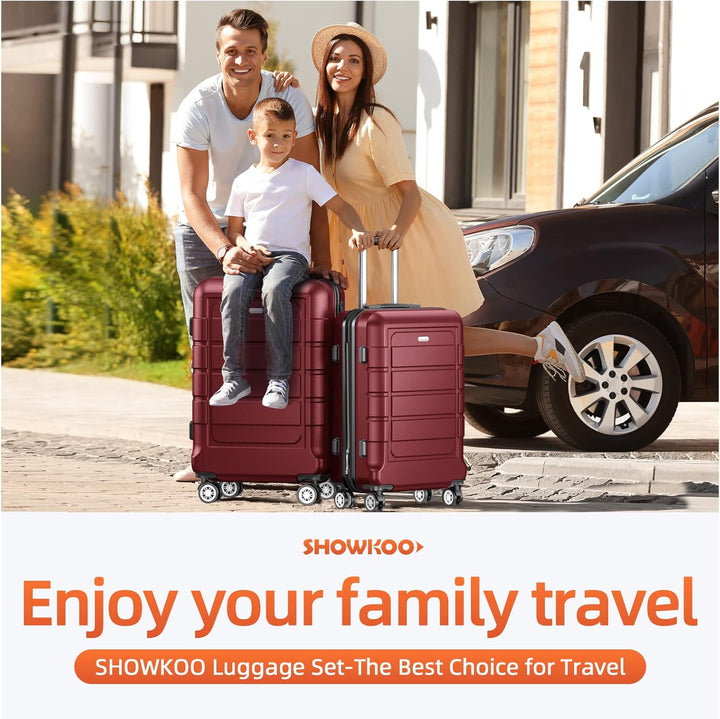 SHOWKOO Koffer Gross Hartschale Leicht Reisekoffer ABS+PC Erweiterbar Haltbar Trolley Handgepäck Gro