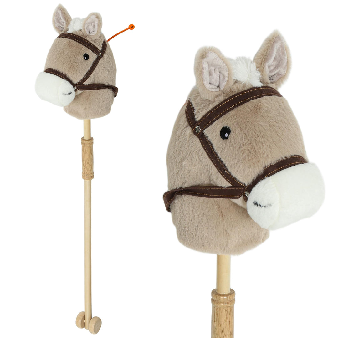 AIYAPLAY Hobby Horse Steckenpferd mit Sound, Rolle, Holzstock, Hobby Horsing aus Polyester für Kinde