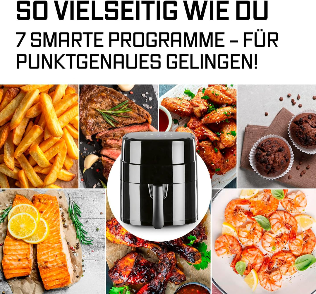 GOURMETmaxx Heissluftfritteuse 4,5L – Airfryer 1400W mit digitalem Farbdisplay, Timer, automatischer