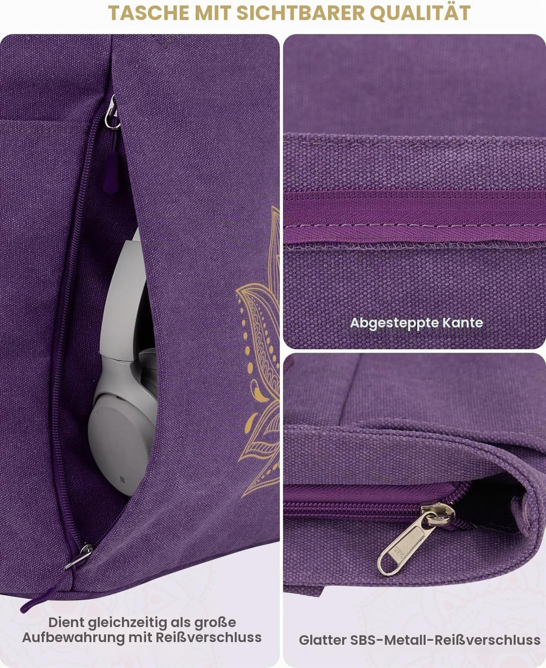 Gonex Yogatasche, Grosse Pilates Tragetasche mit Mehreren Taschen für Damen Herren, Robuste Canvas T