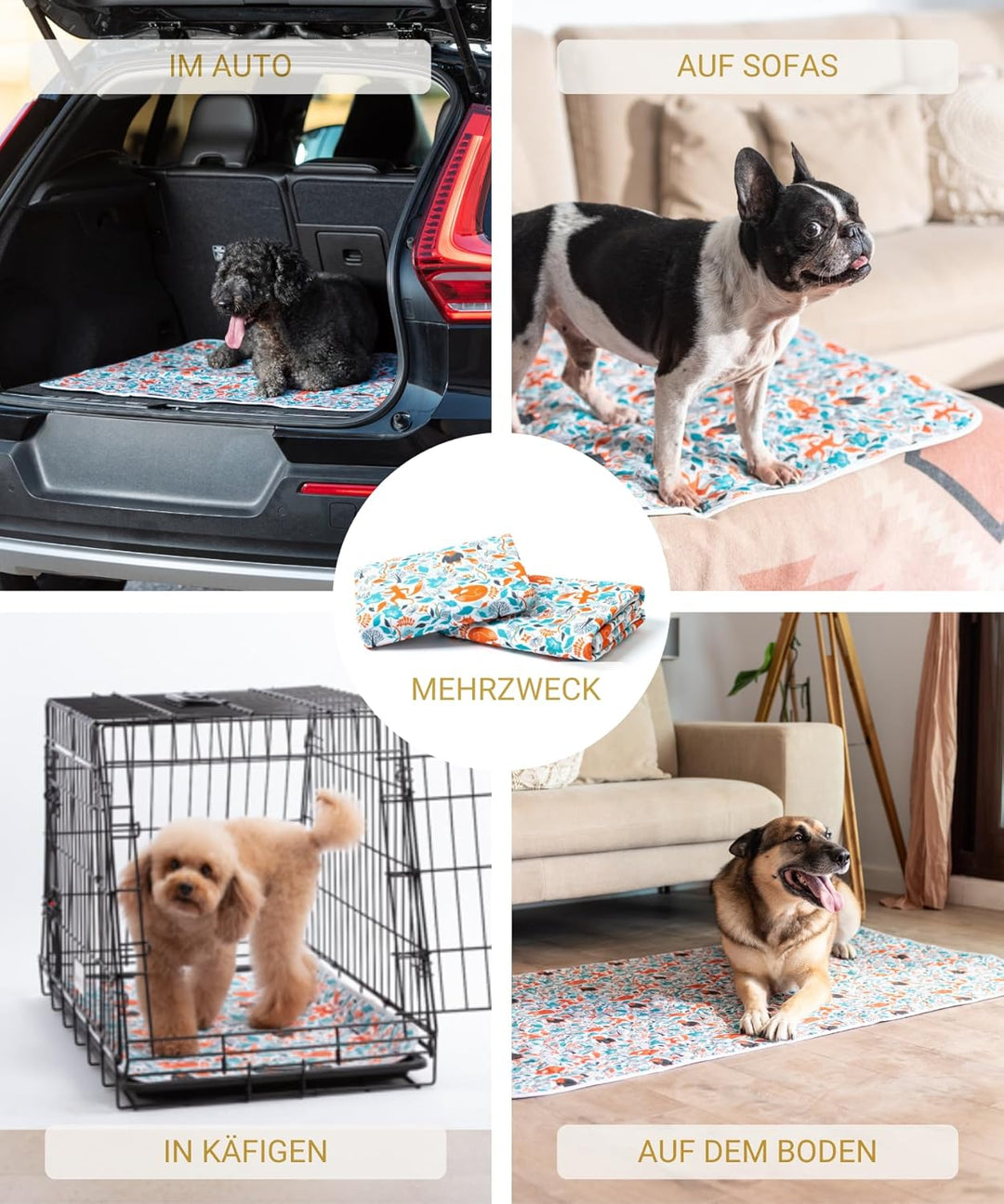 2X Luxus Waschbare Pee Pads für Hunde - 2x Saugfähiger & Rutschfest - Wiederverwendbare und Wasserdi