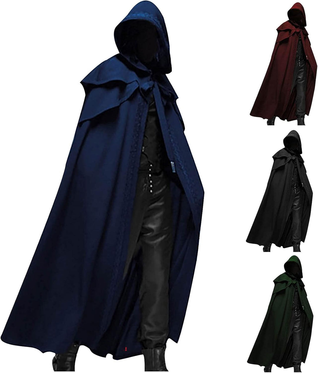Lange Umhang mit Kapuze DamenVintage Einfarbig Poncho RobeHalloween KostümLeichte TrenchcoatWinddich