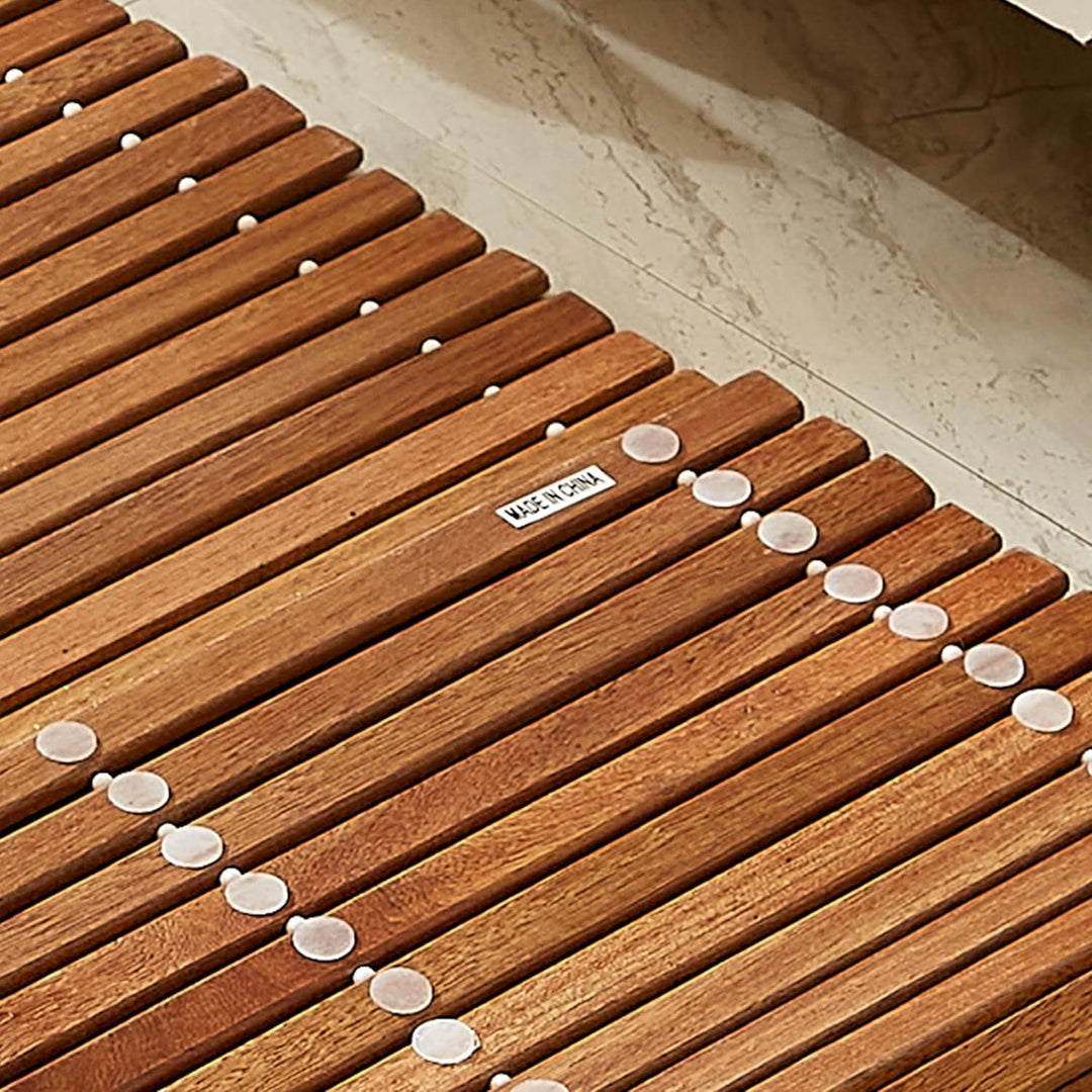 Badematte Holz, Teakholz rutschfest Badvorleger, Duschmatte, Holzduschmatte, Badezimmerteppich, Dusc