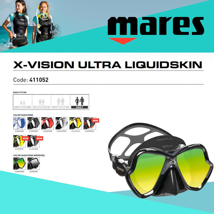 Mares Mask X-Vision Ultra Ls Tauchmaske Size BX GOGRKGRK Grey/Black/Grey Black, Size BX GOGRKGRK Gre
