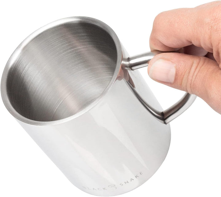 Black Snake® Camping Set - Edelstahl Teller &amp; Tasse mit Besteck | Flacher &amp; tiefer Teller, Lunch-Bes