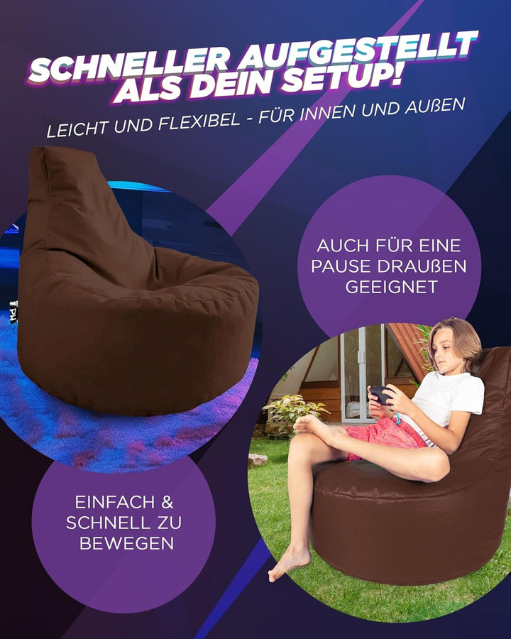 PATCH HOME Gamer Sessel mit Reissverschluss Lounge Kissen Sitzsack Sitzkissen Bean Bag In & Outdoor