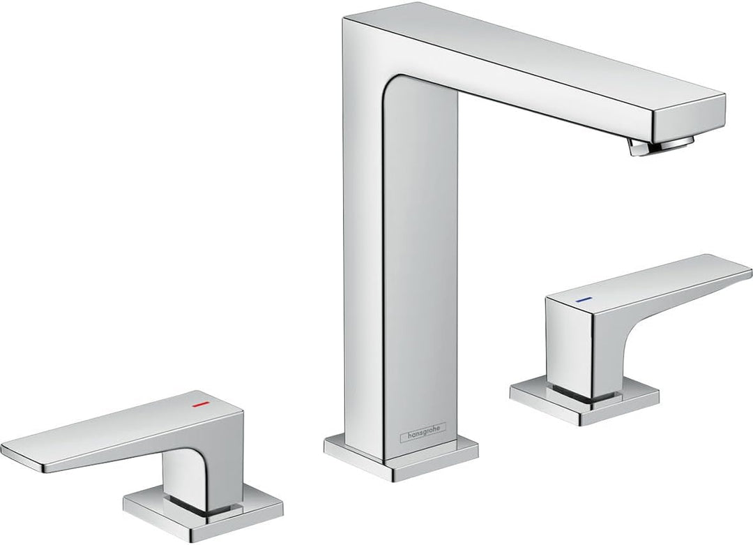 hansgrohe 3-Loch Waschtischarmatur Metropol, Wasserhahn Bad mit Auslauf Höhe 160 mm, mit Push-Open A
