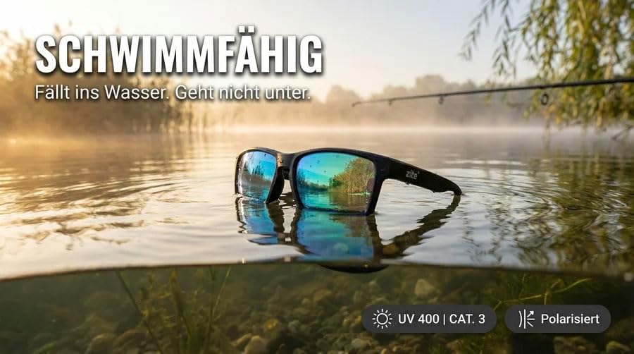 Zite Fishing Polarisationsbrille | Culo | Polbrille Angeln verspiegelt, UV400 & Schwimmfähig | Ultra