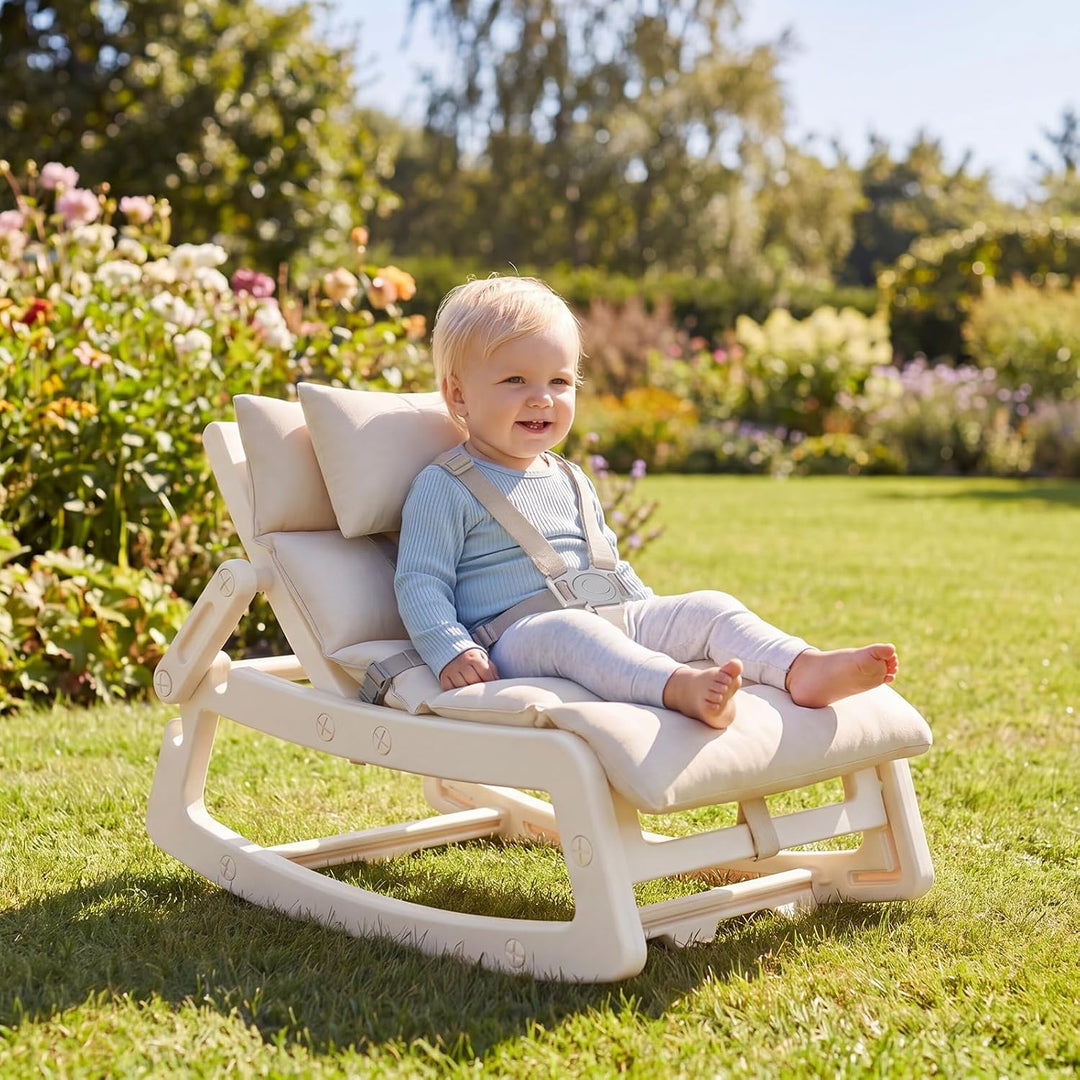 COSTWAY 2 in 1 Babywippe, Baby Schaukelstuhl mit verstellbarer Rücklehne, waschbarem Kissen &amp; Sicher