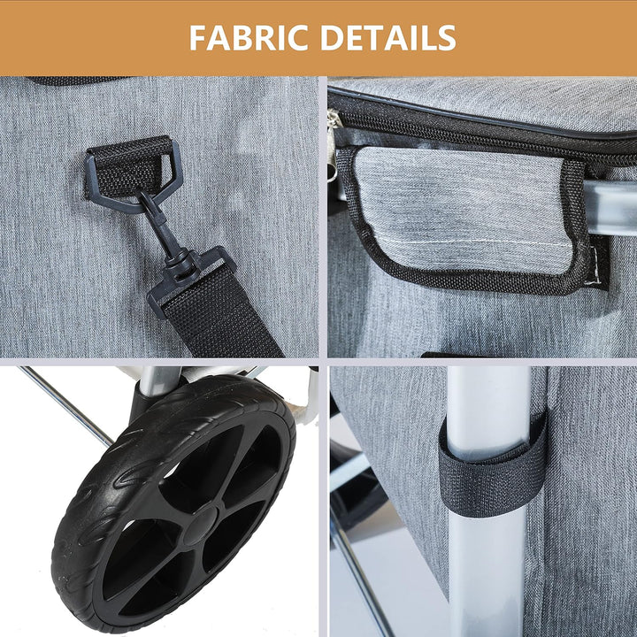 Ribelli Einkaufstrolley mit Kühlfach, Einkaufswagen Klappbar bis 45 kg, Hochwertiger Aluminium Rahme