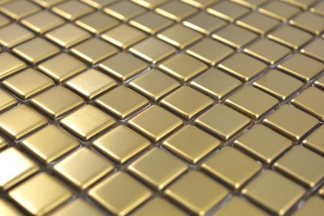 Mosaik Fliese Edelstahl gold Gold Stahl gebürstet für WAND BAD DUSCHE KÜCHE FLIESENSPIEGEL THEKENVER