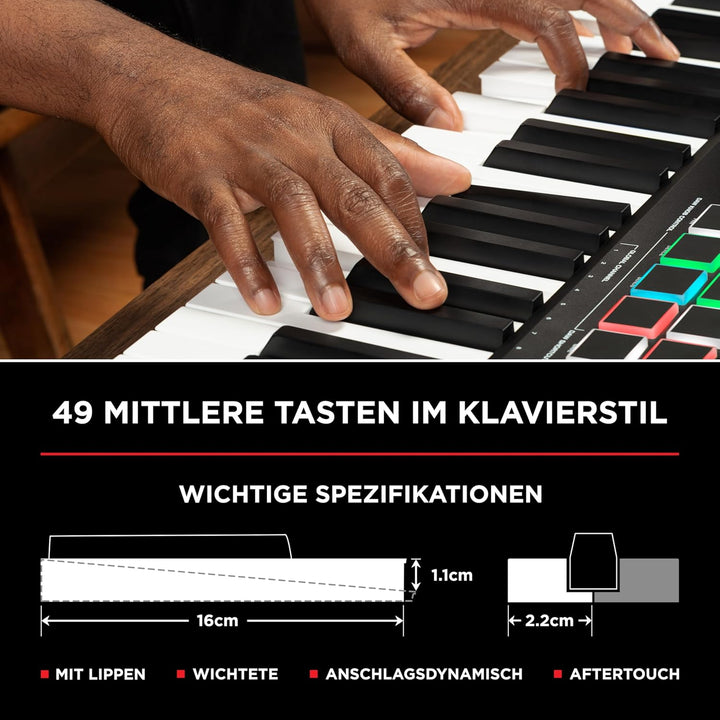M-Audio Oxygen Pro 49 - 49-Tasten USB MIDI Keyboard Controller mit Beat Pads, MIDI-zuweisbaren Regle