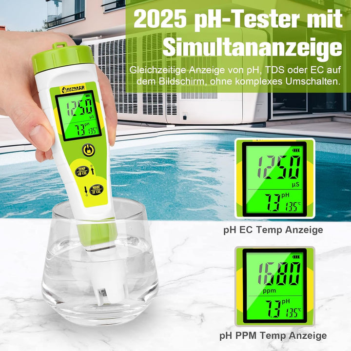 UIUZMAR pH und EC Messgerät Grow, PPM und pH Messgerät für Wasser Hydrokultur Nährstoffe, Messen von