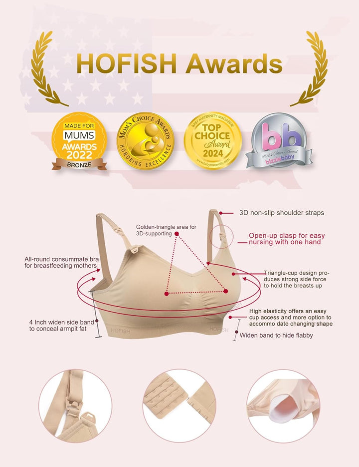 HOFISH Schwangerschafts- und Still-BH (Mehrfachpack) – Nahtloses Schlaf-Bralette ohne Bügel mit zusä