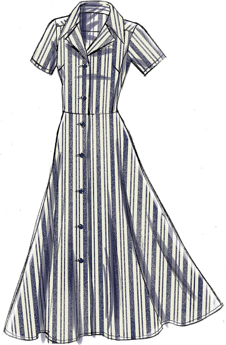 Vogue V9345E5 Easy Damen Schnittmuster Kragen Kleid Schnittmuster Gr. 42-50