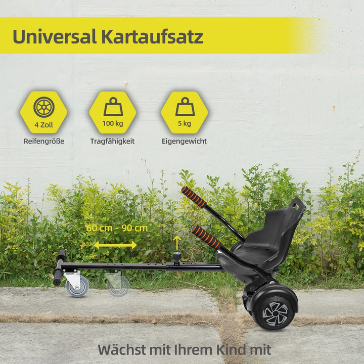 BE COOL Sitting Bull Kart-Aufsatz für Hoverboards – Universeller Hoverboard Sitz, Einstellbare Länge
