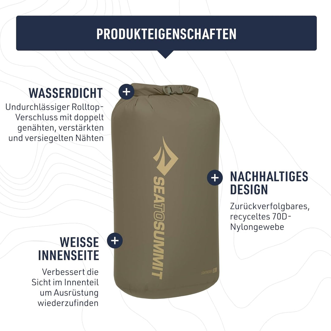 Sea to Summit Leichter Trockensack, Mehrzweck-Trockenaufbewahrung Olive Green 8 Liter, Olive Green 8