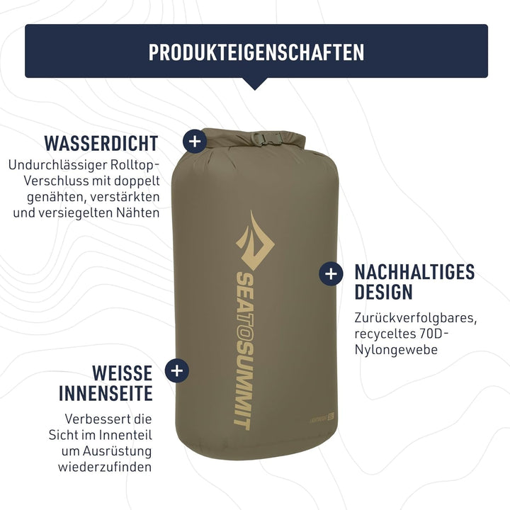 Sea to Summit Leichter Trockensack, Mehrzweck-Trockenaufbewahrung Olive Green 8 Liter, Olive Green 8