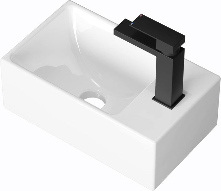 KES Waschbecken Gäste WC Aufsatzwaschbecken Waschschale Keramik Handwaschbecken Badezimmer für Wasch