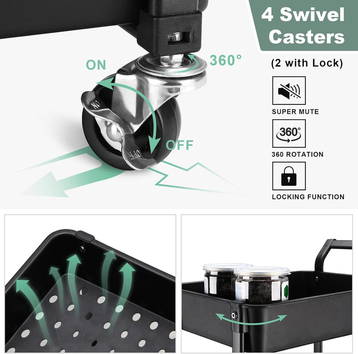 3-Tier Utility Rollwagen, Mobile Utility Aufbewahrungswagen mit DIY Dual Pegboards, Aufbewahrungsreg