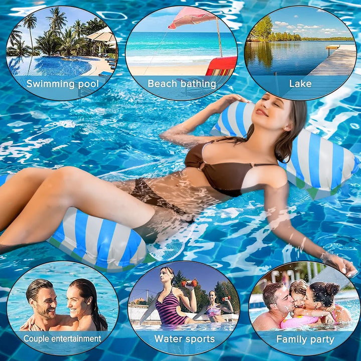 Wasserhängematte,Zusammenklappbar Aufblasbares Schwimmbett, 4 In 1 Aufblasbare Wasserspielzeug,Pool