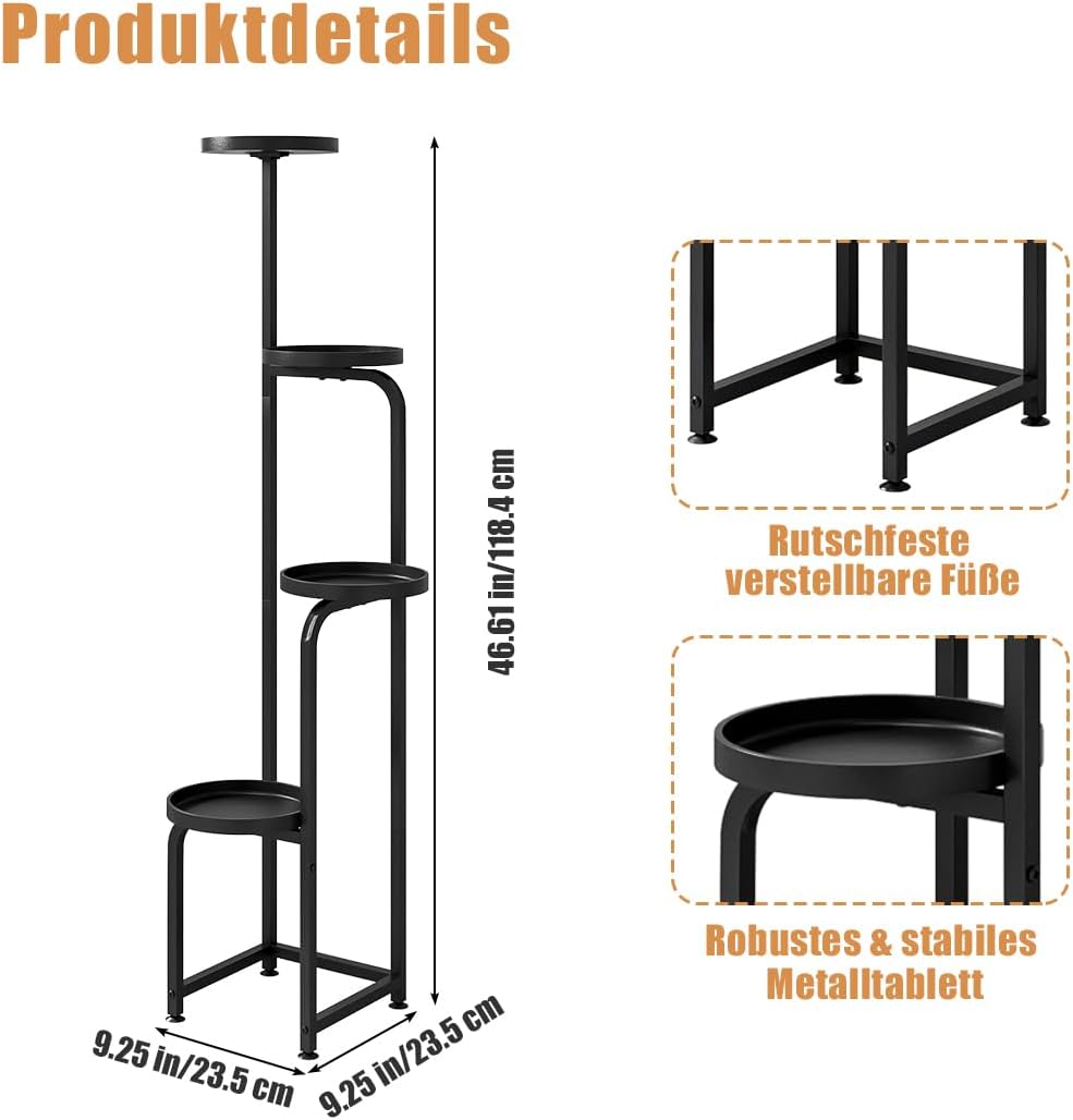 Blumenständer für drinnen und draussen, Metall, Pflanzenständer für mehrere Pflanzen, Eckblumenhalte