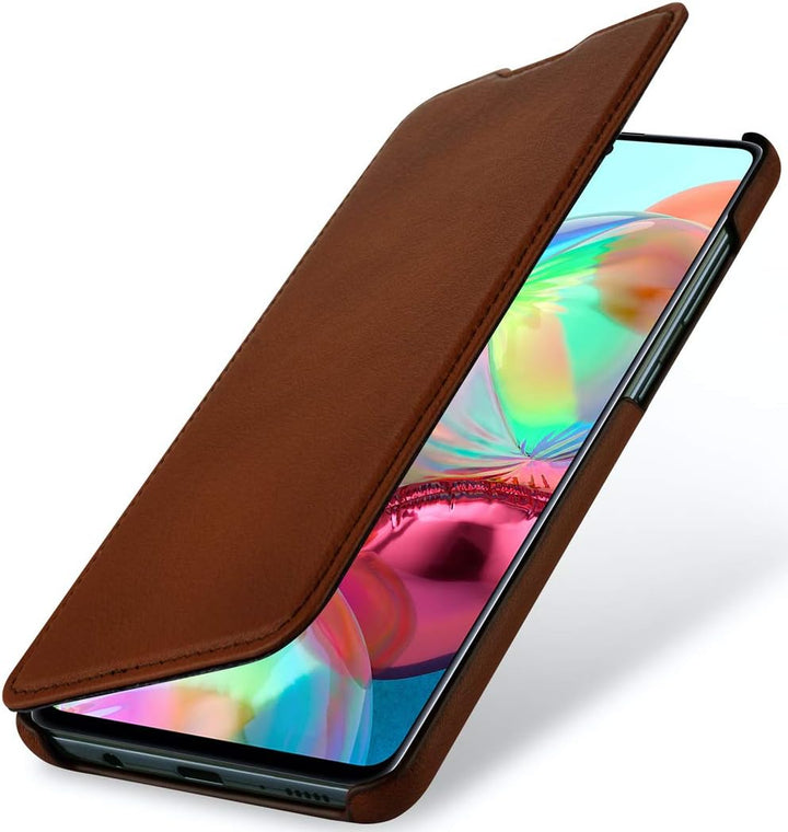 STILGUT Book Case kompatibel mit Samsung Galaxy A71 Hülle aus Leder zum Klappen, Klapphülle, Handyhü