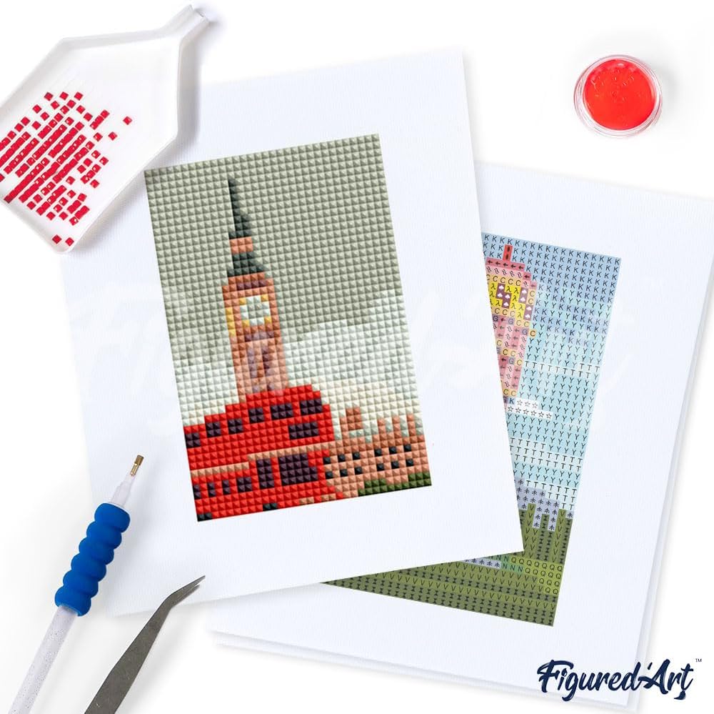 Figured'Art Mini Serie Diamond Painting Erwachsene - Weltstädte - Premium-Box mit 10 Stück 15x18 cm