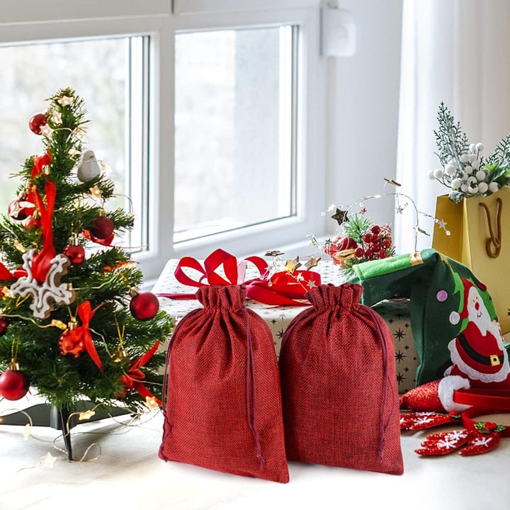 CLTPY 30 Stück Jutesäckchen 20x30 cm mit Kordelzug, Geschenktüten Baumwollsäckchen Stoffsäckchen für