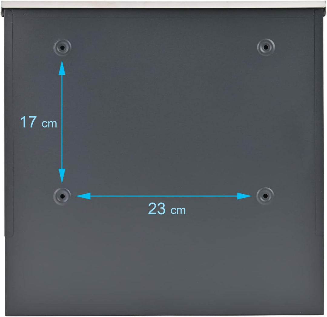 Verda Briefkasten mit Zeitungsfach, Postkasten Designer Wandbriefkasten mit Edelstahl, Schloss unter