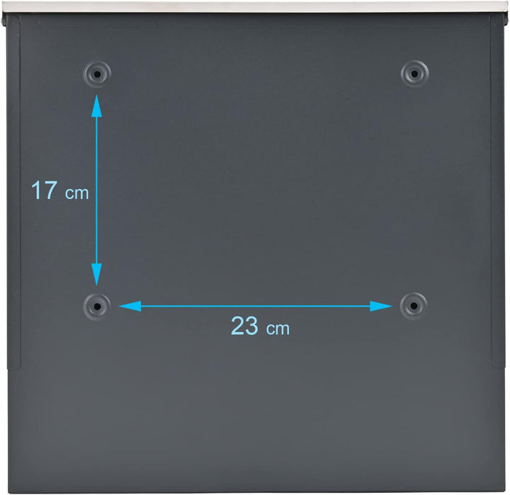 Verda Briefkasten mit Zeitungsfach, Postkasten Designer Wandbriefkasten mit Edelstahl, Schloss unter