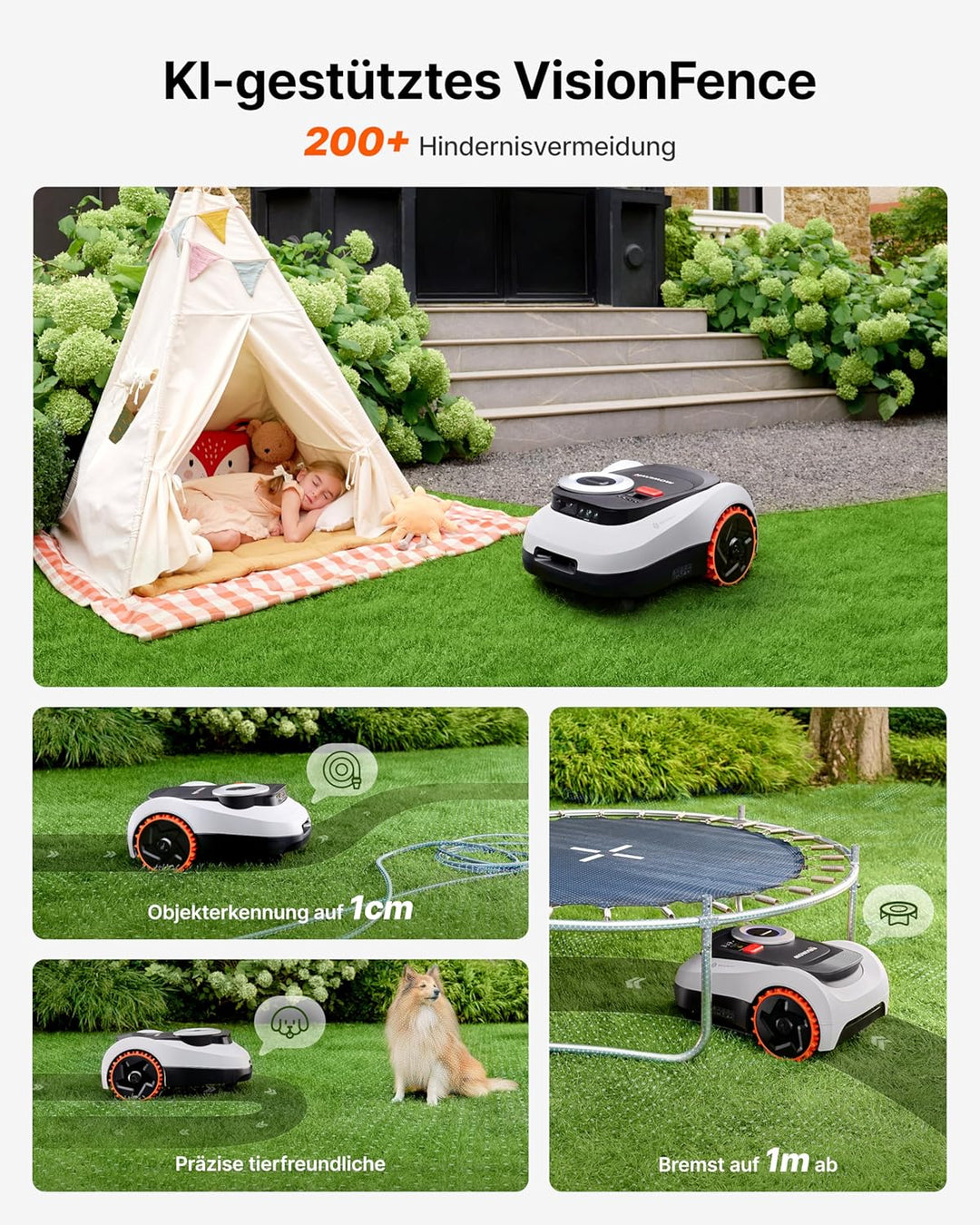 Navimow i220 LiDAR Mähroboter für 2000 m², Geländereifen für Hänge bis 45% Neigung, LiDAR und Vision