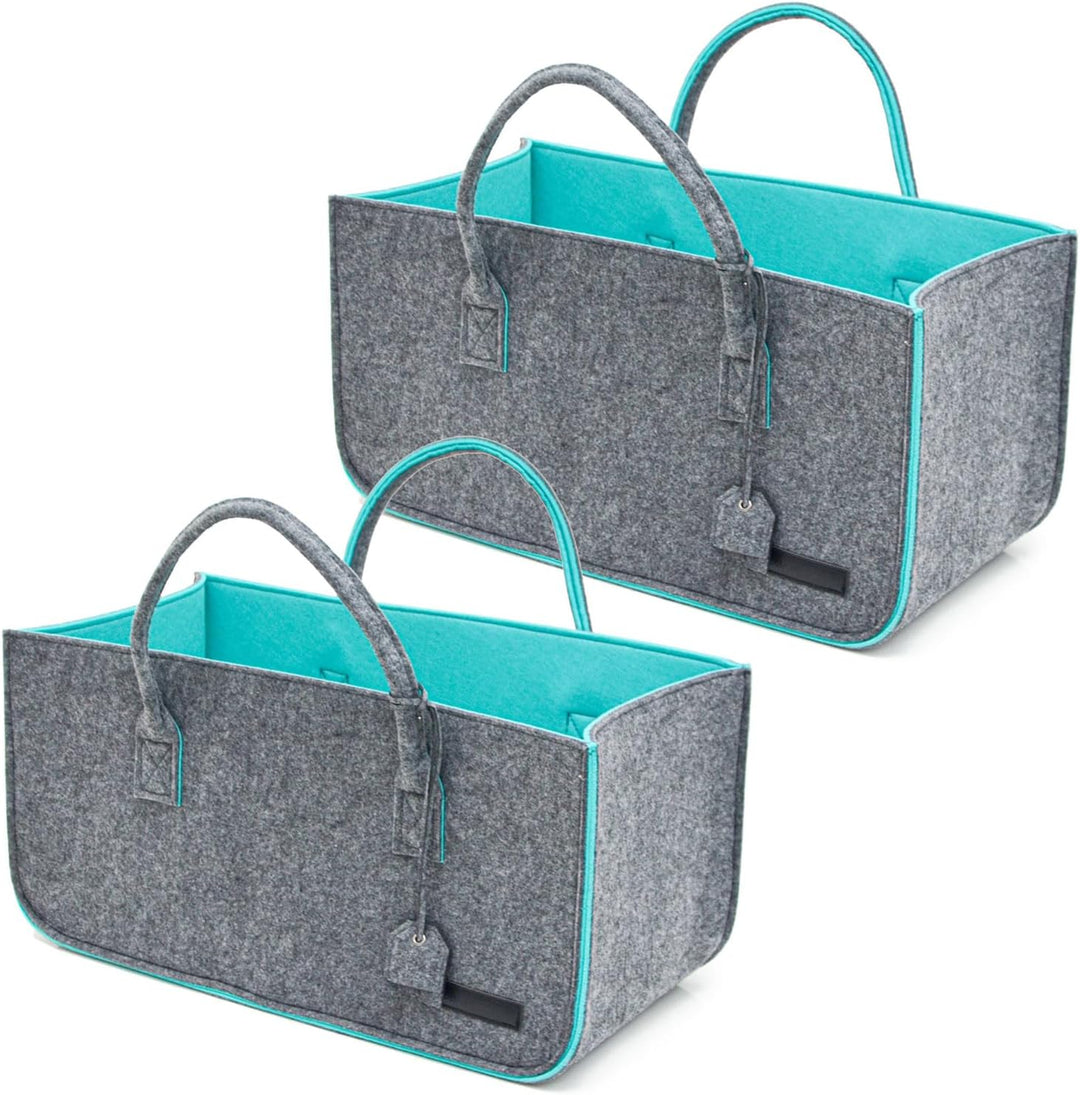 DuneDesign 2er Set: Schwerlast Shopping Bag Filz XXL - 50x25x25 Filztasche Gross - Kamintasche für H