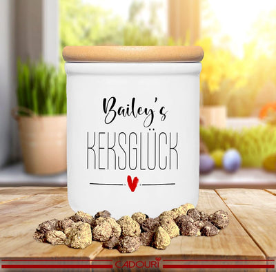 Cadouri Keramik Leckerli-Dose ROTES HERZ - personalisiert - mit Name deines Hundes┊Snackdose Keksdos