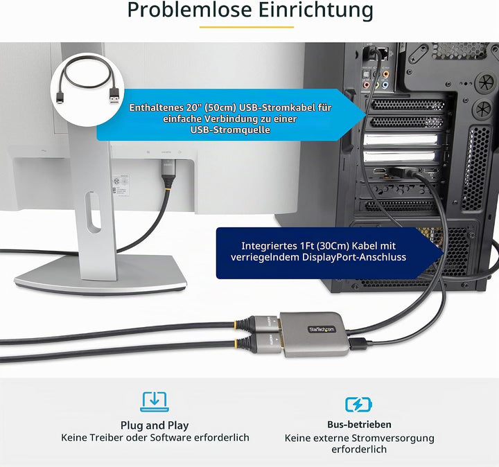 StarTech.com Displayport MST Hub auf Dual HDMI 4K 60Hz - DP 1.4 Multi Monitor Adapter/Multi Stream T