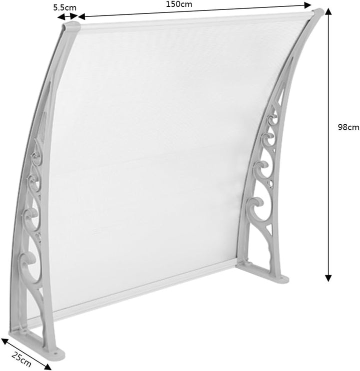 Vordach für Haustür, Überdachung Haustür aus Aluminium und Kompletten Polycarbonat-Hohlkammerplatte,