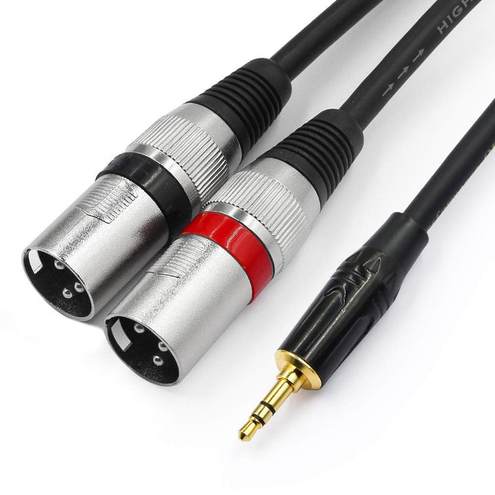 Tisino 3,5 mm auf XLR-Kabel, 3,5 mm auf Stereo-Breakout-Kabel mit zwei XLR-Steckern - 3m, 3M