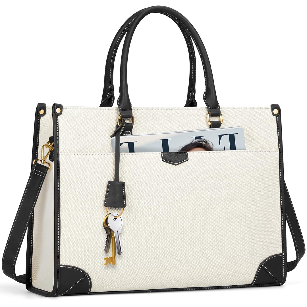 IGOLUMON Handtasche Shopper Damen Gross Canvas Laptop Tasche 15,6 Zoll Schultertaschen Gross Tote Ba