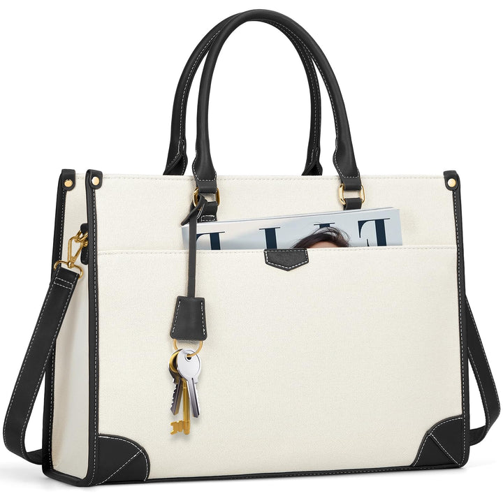 IGOLUMON Handtasche Shopper Damen Gross Canvas Laptop Tasche 15,6 Zoll Schultertaschen Gross Tote Ba