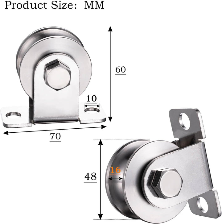 48mm Umlenkrolle Stahlseil, Seilrolle mit 2 Kugellager, Umlenkrollen für Seile | 2 Stück 2 48mm-2K+N