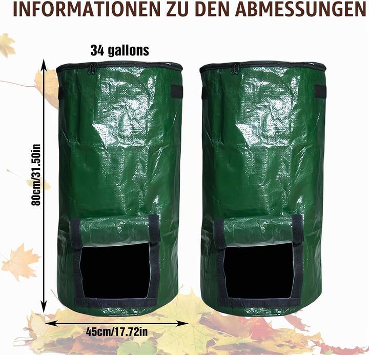 Stand up Komposter, 2 Stück Schnellkomposter Mit Deckel, Wiederverwendbar Kompostsack, Faltbar Garte