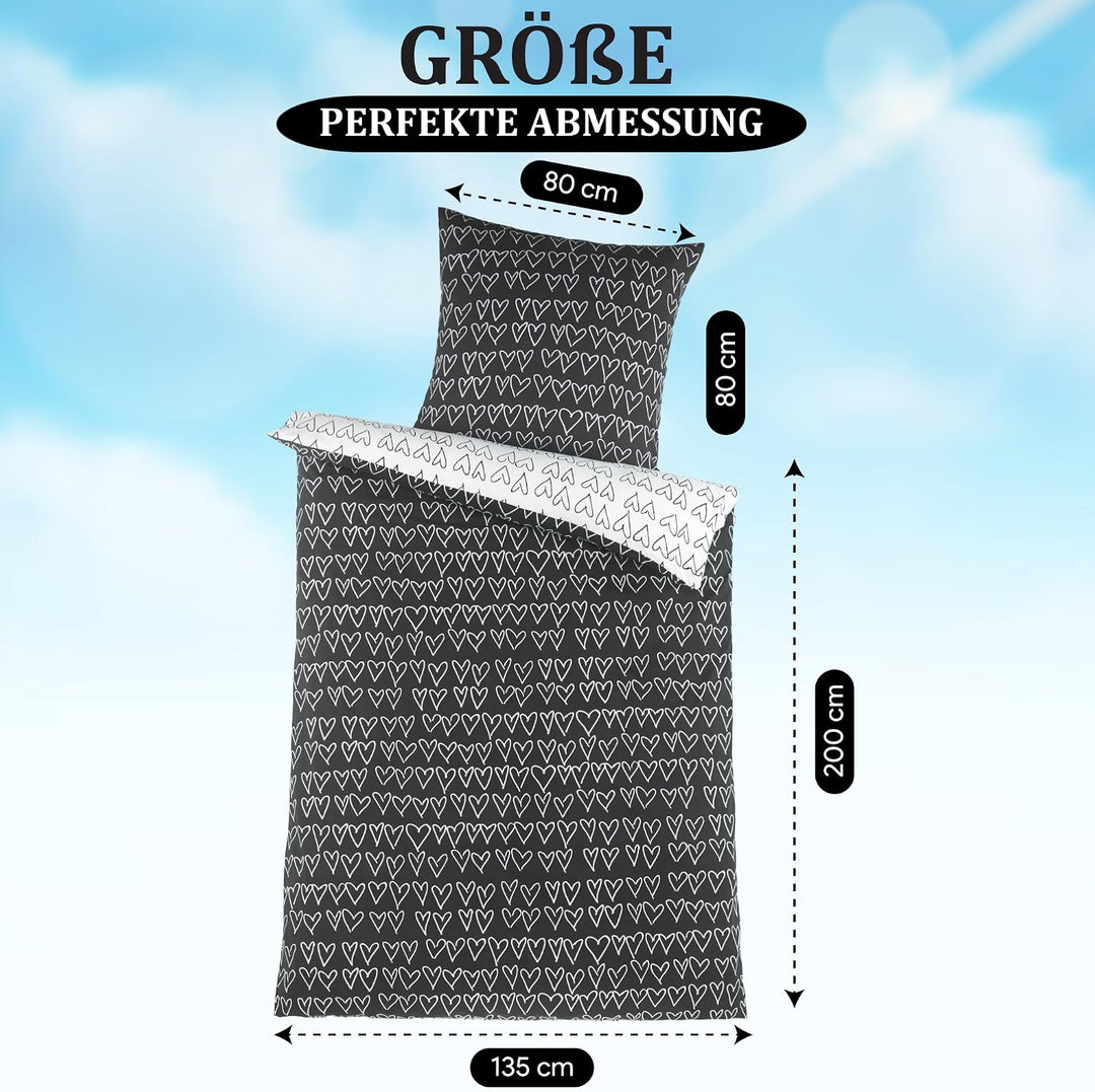 Bettwäsche 135x200 4 teilig |Zertifiziert &amp; für Allergiker geeignet | Bettwäsche Set mit je 2 Bettbe
