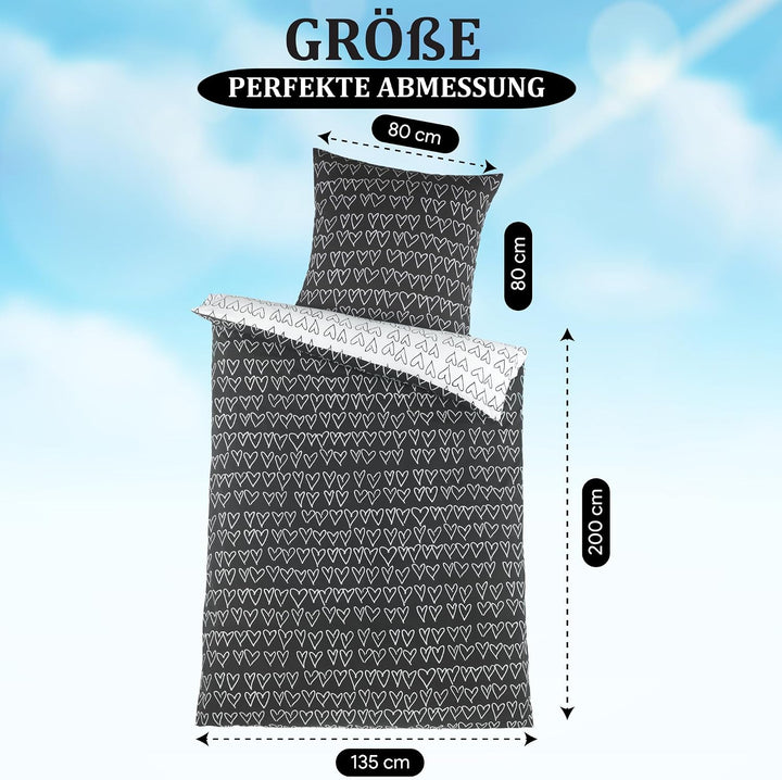 Bettwäsche 135x200 4 teilig |Zertifiziert &amp; für Allergiker geeignet | Bettwäsche Set mit je 2 Bettbe