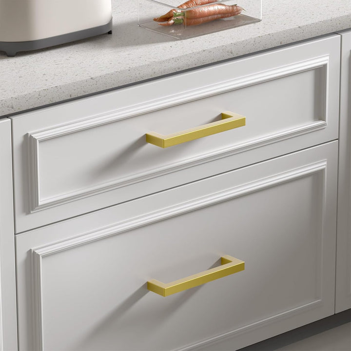 goldenwarm 5 Stück Schrankgriffe Gold Möbelgriffe 96mm Lochabstand Goldene Griffe Küchenschrank Grif